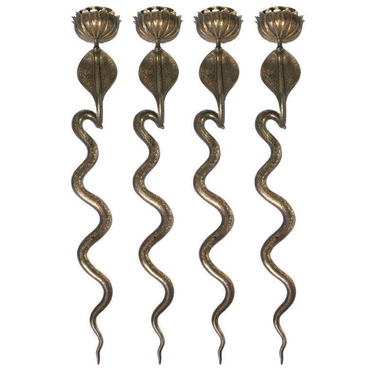 Four Snake Candle Sconces at 1stdibs
