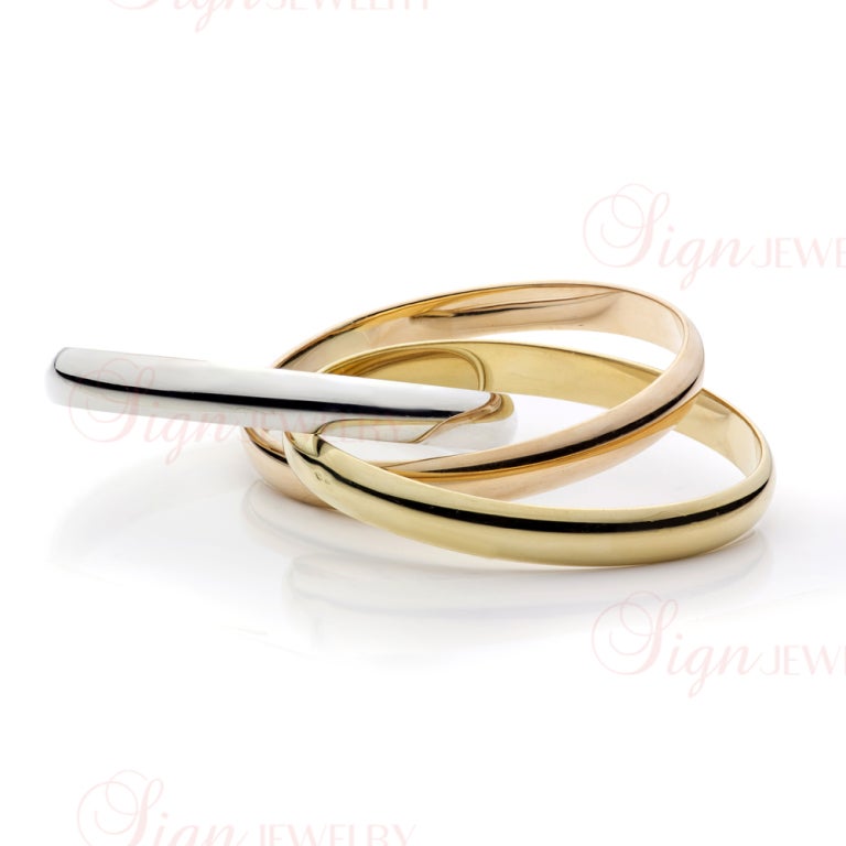 CARTIER Trinity Collection Tri-Gold Large Model Bangle Bracelet image ...