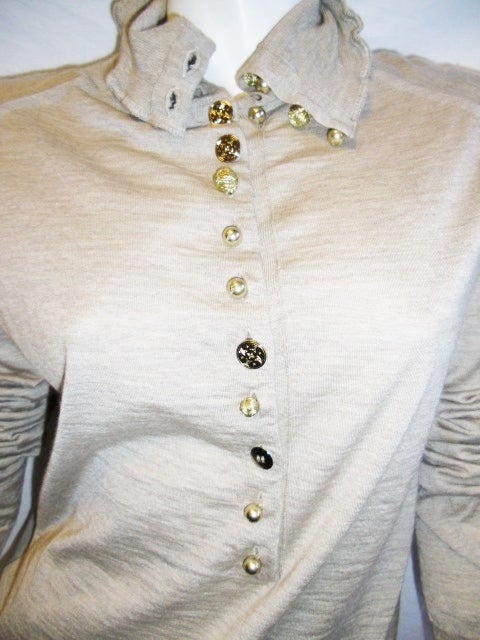 Louis Vuitton Tan sweater with monogram buttons at 1stdibs