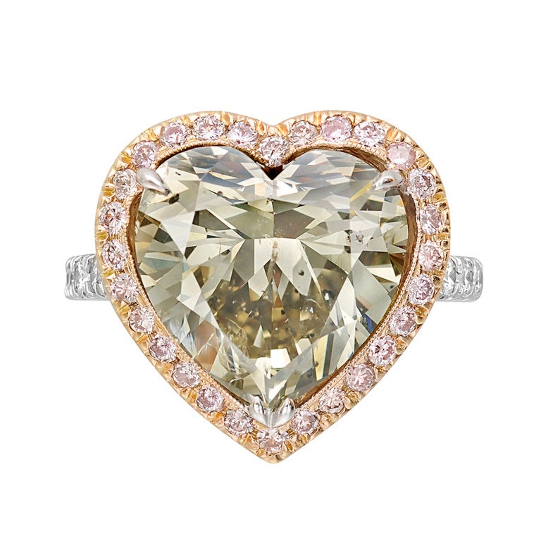 8.02 Carat Fancy-Colored Heart Shaped Diamond Ring