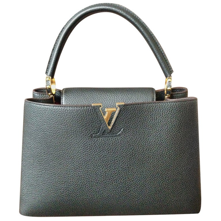 Louis Vuitton Capucine MM Black and gold hardware at 1stdibs