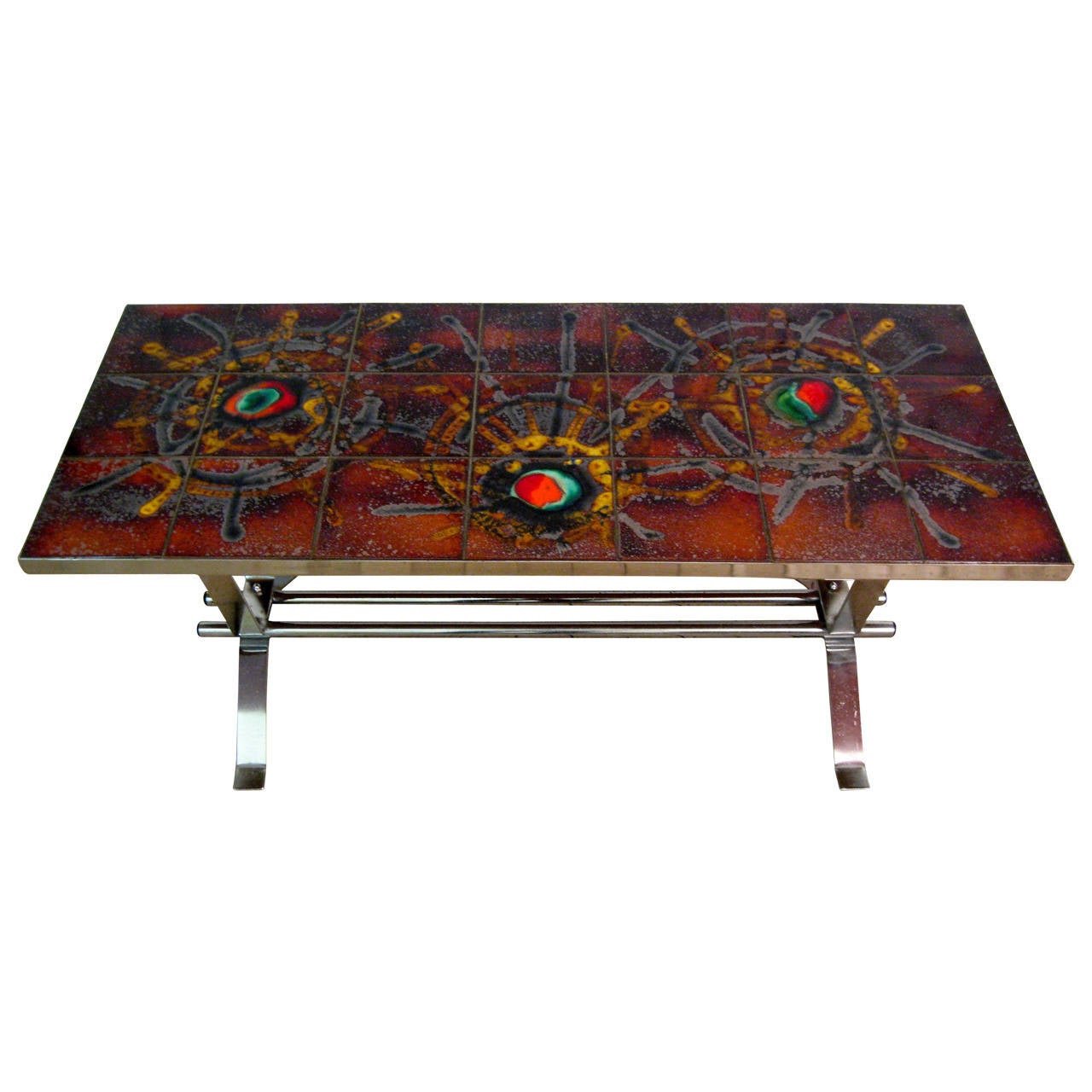 MidCentury Modern Abstract TileTop Coffee Table at 1stdibs
