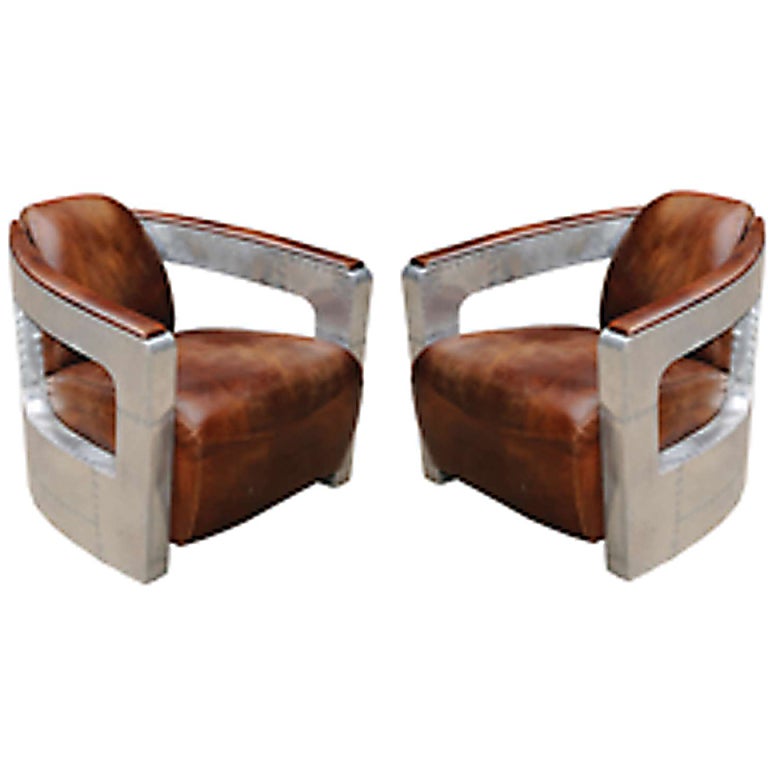 English Aviator Style Club Chairs With Distressed Leather At 1stdibs