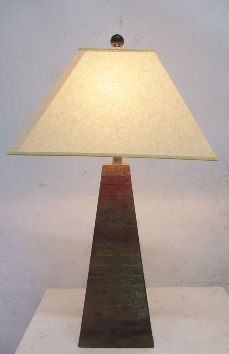 Unusual Mid-Century Copper Table Lamp at 1stdibs