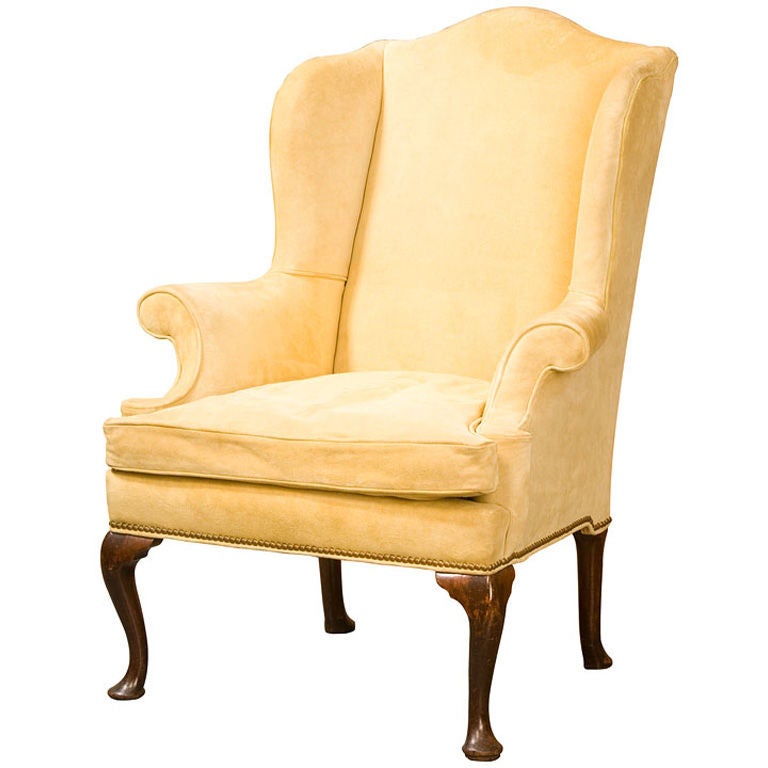 Queen Anne Wing Chair at 1stdibs
