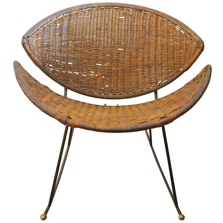 Modernist Wicker And Iron Rocking Chair At 1stdibs