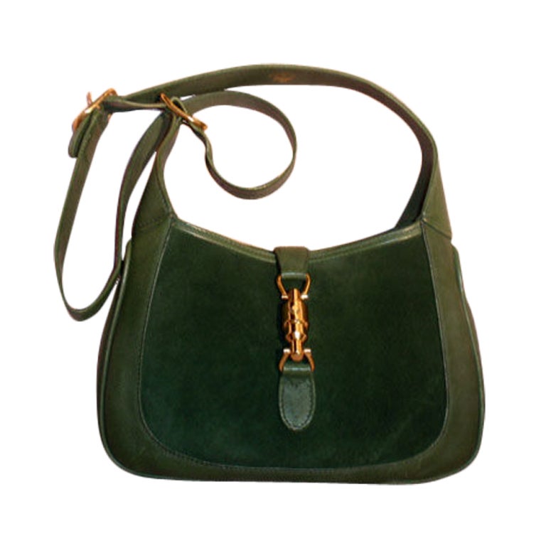 Gucci Vintage Green Suede Shoulder Bag, Circa 1970