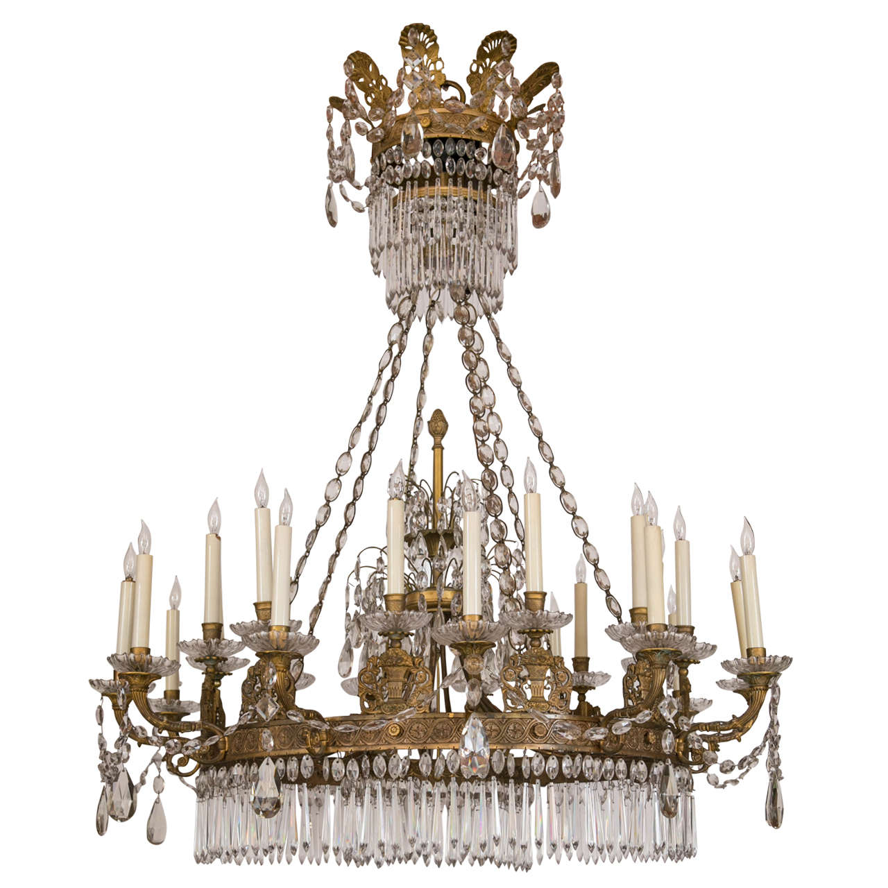 Large Russian Empire Doré Bronze and Crystal 24-Light Chandelier, circa 1880