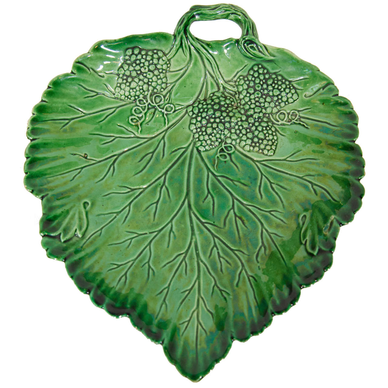 Green-glazed creamware leaf, 1775
