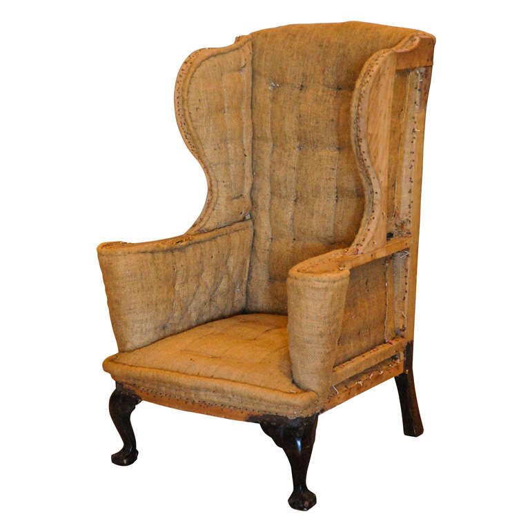 Large Queen Anne Wingback Chair, United Kingdom 18th C.
