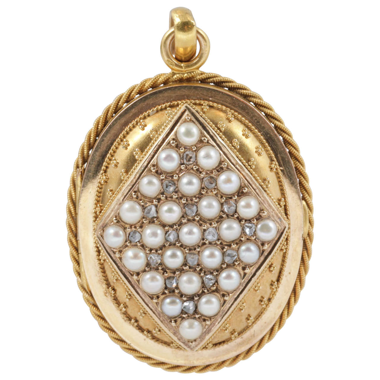 Victorian Pearl and Diamond Locket at 1stdibs