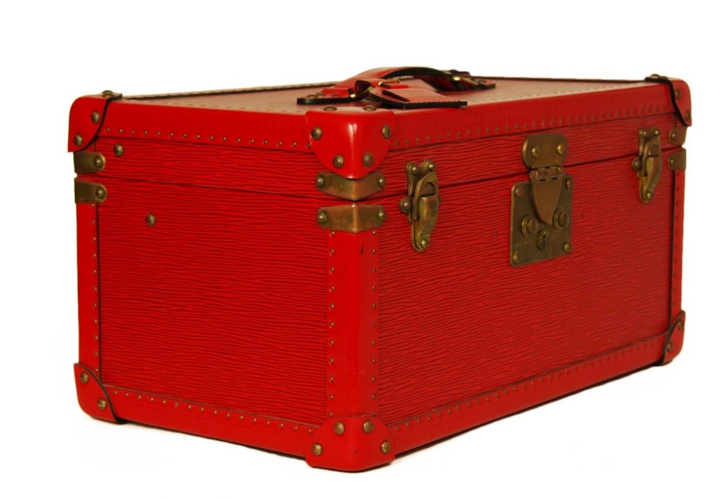 LOUIS VUITTON Red Epi Leather Cosmetic Trunk W. Top Handle at 1stdibs