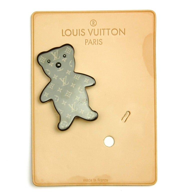 LOUIS VUITTON Limited Edition Brown Monogram Resin Teddy Bear Pin at 1stdibs