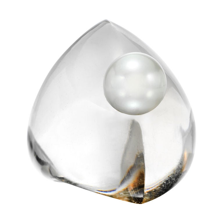 Suzanne Belperron smoky quartz-and-pearl Chevaliere ring, 1940

