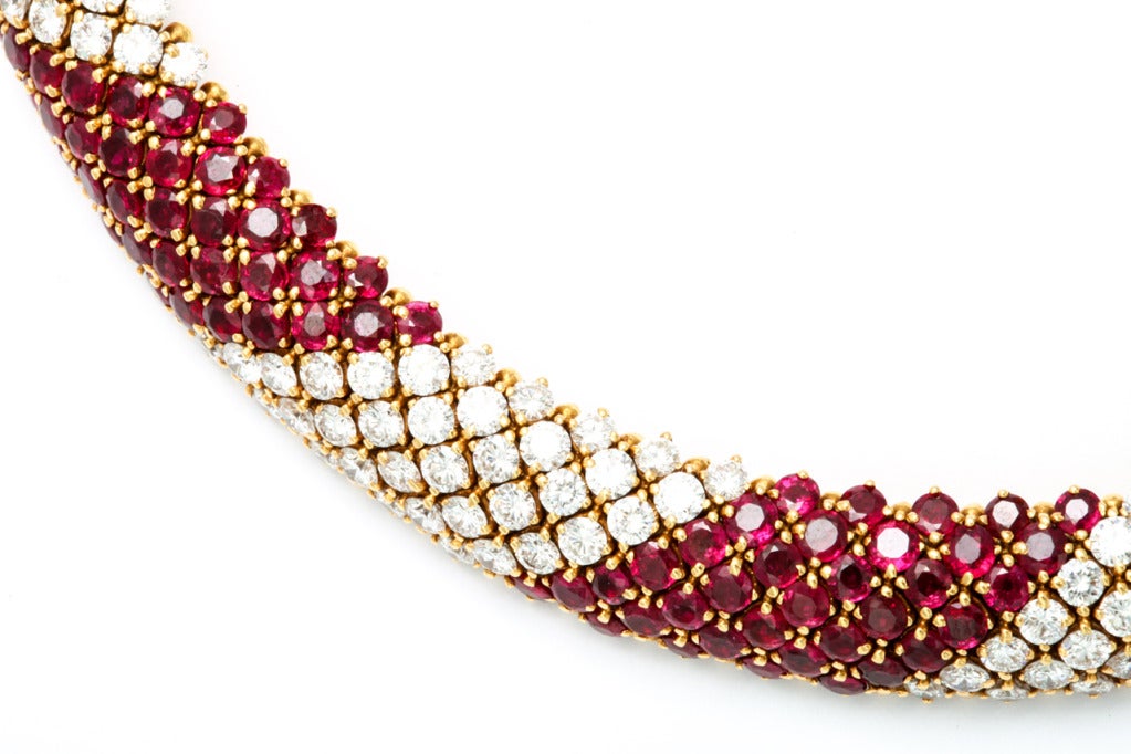Gorgeous 30ct Diamond 50ct Ruby Gold Necklace at 1stdibs