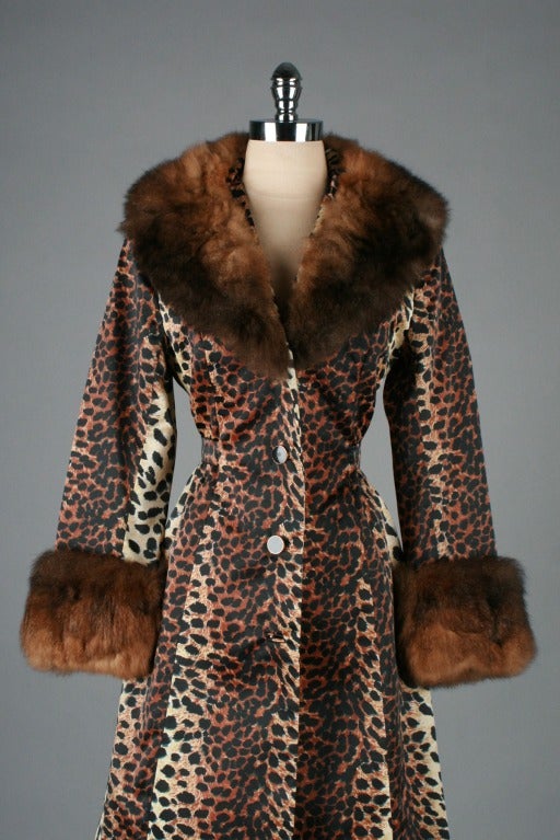 Vintage 1960's Lilli Ann Leopard Print Fur Trim Trench Coat at 1stdibs