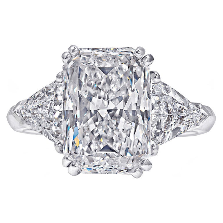 5.08 Carat Radiant-Cut Three Stone Engagement Ring at 1stdibs