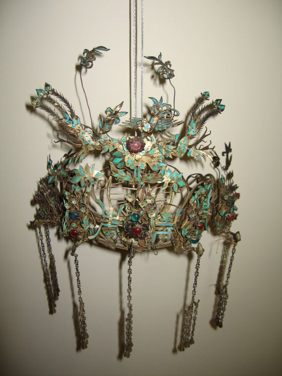 Qing Dynasty Chinese Provencial Kingfisher Headdress at 1stdibs