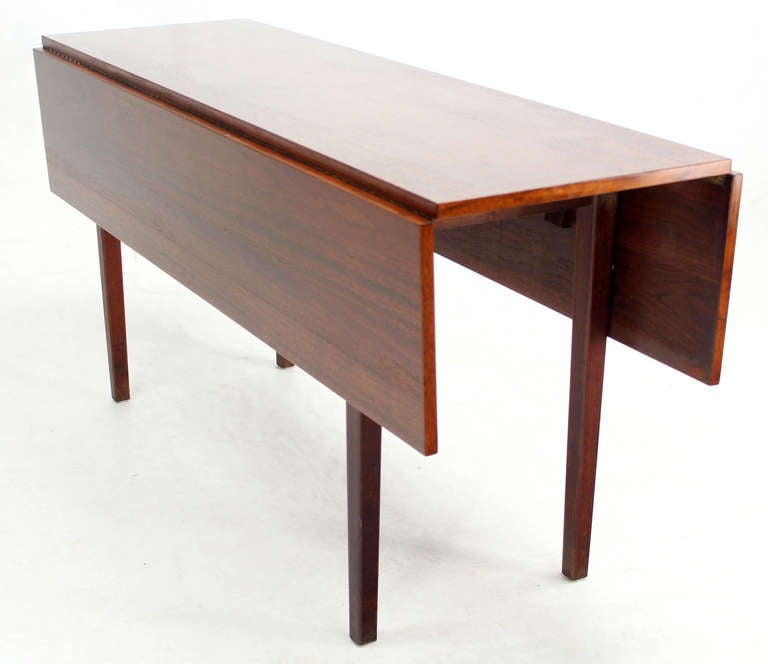 Danish Mid-Century Modern Walnut Drop-Leaf Dining or Console Table at