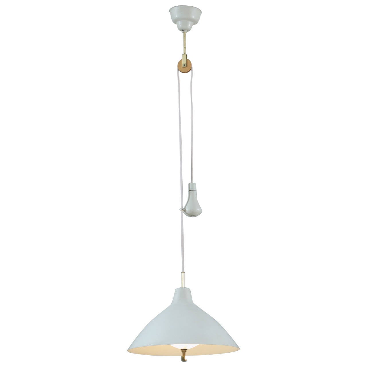 Lacquered ASEA pendant lamp with counterweight, 1950s