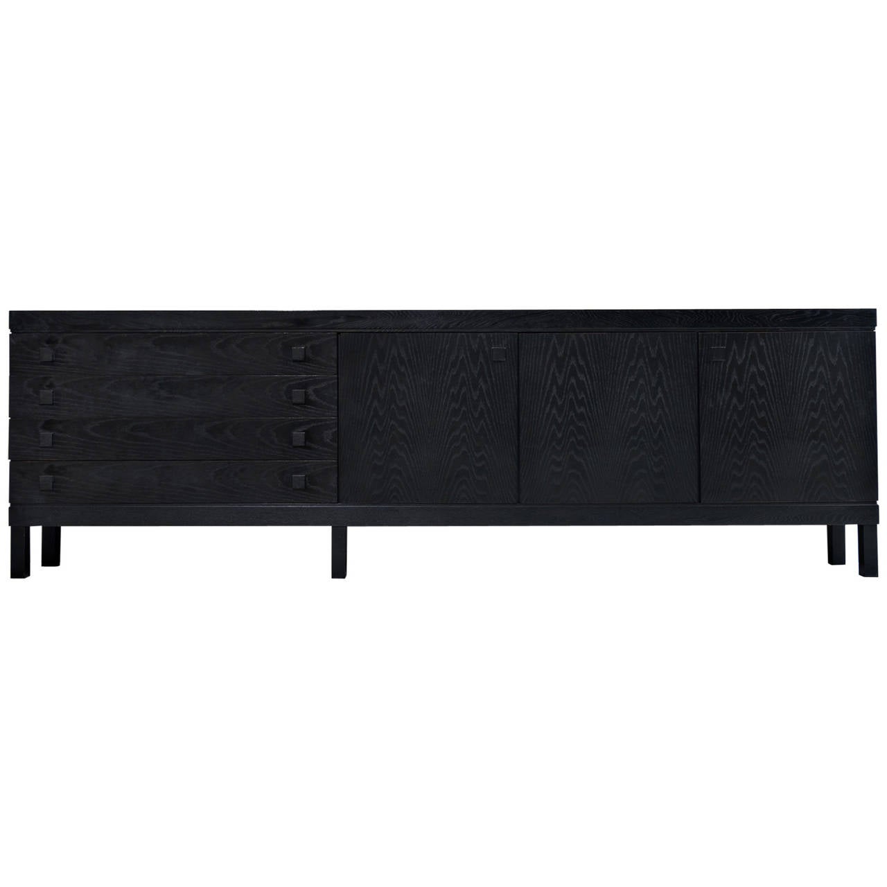 Large Black Stained Credenza, circa 1970