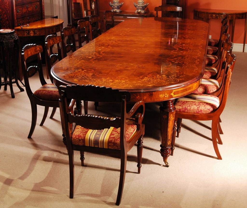 Victorian Marquetry Walnut Dining Table and 14 Chairs at ...